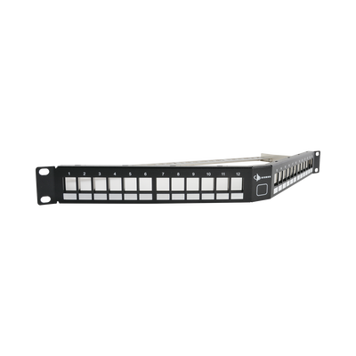 Patch Panel UTP Keystone de 24 Puertos Modular (Vacío), Angulado, 1UR, Compatible con Jacks Keystone UTP Z-MAXÆ y MAXÆ