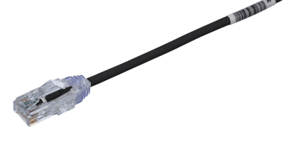 Cable de Parcheo TX6, UTP Cat6, Diámetro Reducido (28AWG), Color Negro, 16.76 Metros (55 Pies)