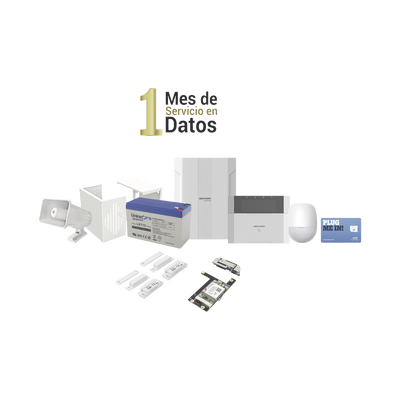 KIT Panel de Alarma HYBRID PRO / 1 Panel Híbrido / 1 Monitor LCD / 2 Contactos Magnéticos Inalámbricos / 1 PIR Inalámbrico / 1 Batería 12 vcc 7 Amp