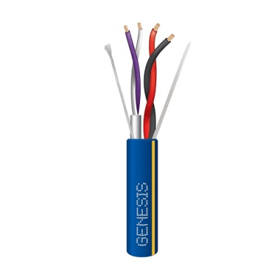 Bobina de 305 Metros (1000 Pies) / Cable 2 x 18 + 2 x 22 AWG / Color Azul con Línea Amarilla / Par 22 AWG Blindado / para Aplicaciones de Control de Iluminación