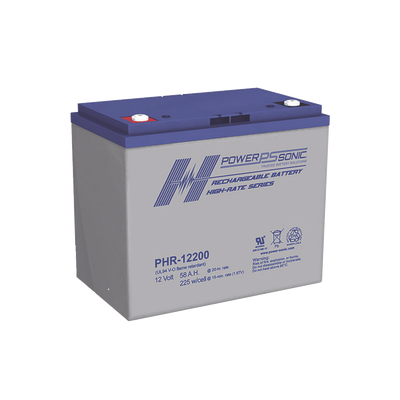 Batería 12V, 58AH, Para Respaldo, Serie PHR, Tecnologías AGM/VRLA, 5 Años Vida Útil, Terminales M6, Reconocida UL