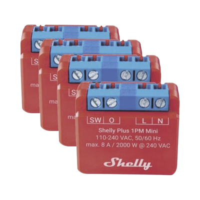 KIT 4 piezas Mini Interruptor inteligente con Wi-Fi, medición de consumo, 1 canal 8A, compatible con asistentes de voz Alexa y GoogleHome