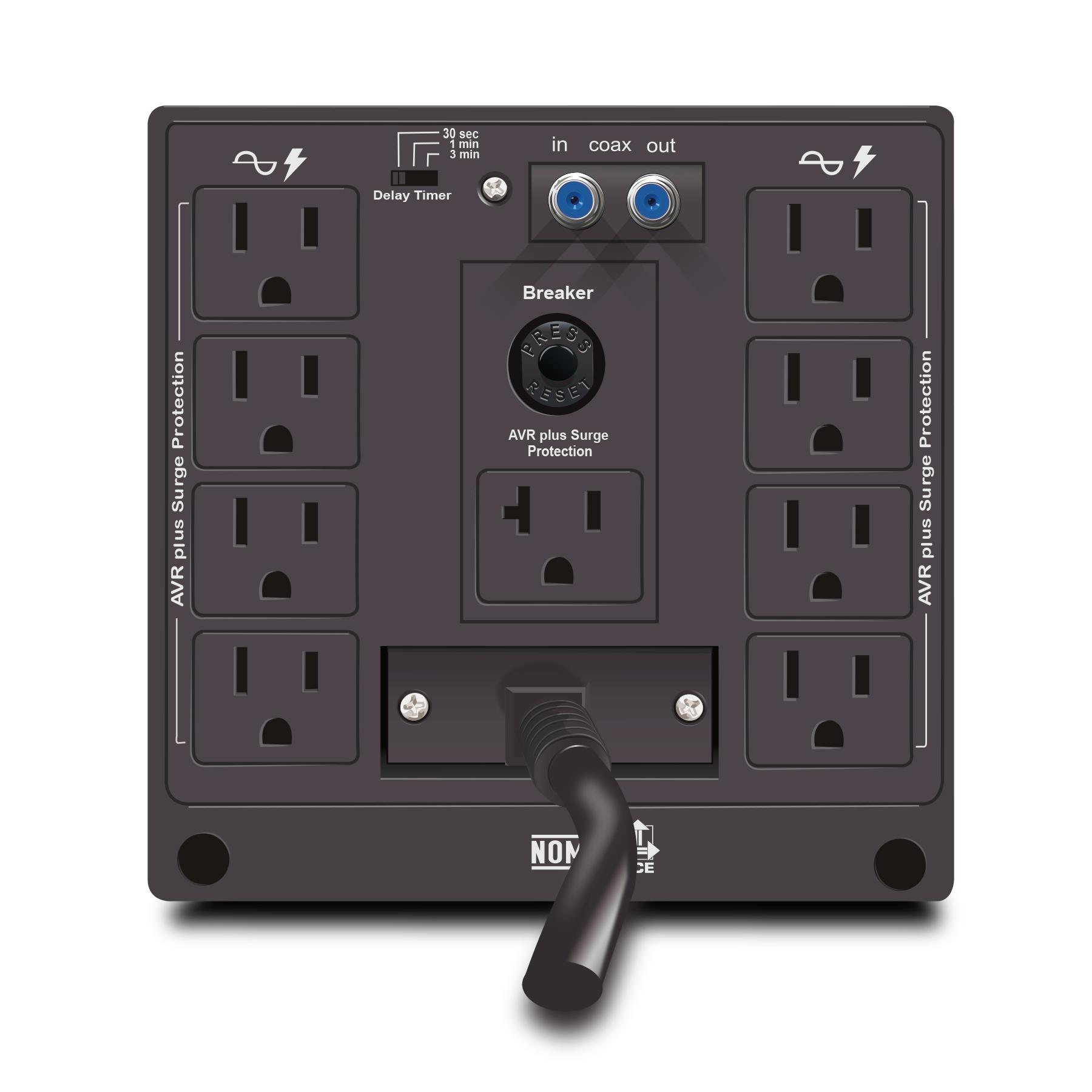 CDP R-AVR5008 5000VA/2500W AVR, 8 SALIDAS, 525 JULIOS, SISTEMA DE RETARDO DE ENCENDIDO, PROTECCION COAXIAL, 120 VAC