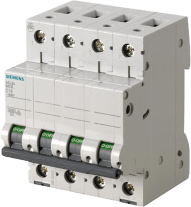 Interruptor Riel Dinn Tipo 5SL6, 4 polos, 16 amp