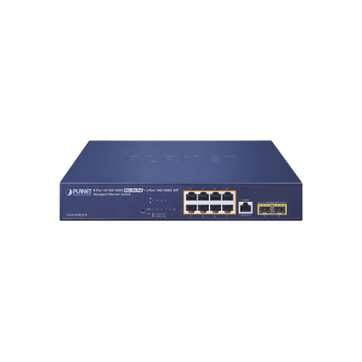 Switch PoE Administrable Capa 2, 8 Puertos PoE 802.3af/at/bt de 95 W, 2 Puertos SFP 100/1000X, Hasta 180 Watts
