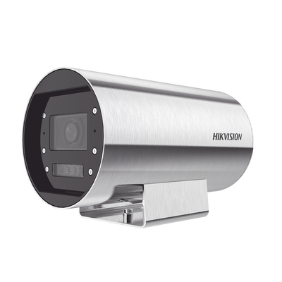 Bala IP 4 Megapixel / Lente Mot. 2.8 a 12 mm / Acero Inoxidable (304) / Altas Temperaturas (150°C) / Refrigeración por Agua / IP68 / Dual Light (30 mts IR + 20 mts Luz Blanca) / WDR 120 dB / ONVIF / PoE+ / Alarmas I/O / ACUSENSE