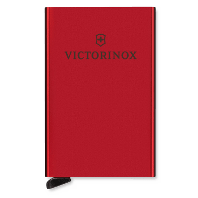 Tarjetero / Almacenamiento Seguro 4-6 Tarjetas / Aluminio Duradero / Protección RFID / Sistema Deslizamiento Patentado / Color Rojo.