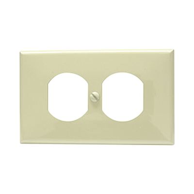 Placa de plástico para contacto dúplex color marfil.