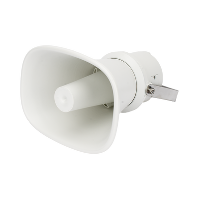 Altavoz IP Tipo Trompeta | 25 Watts | 24VCD | Reproducción de Audio vía Red | Exterior IP67 | Metal | Entrada de alarma | Compatible con Hik-Connect / Hik-Central Professional