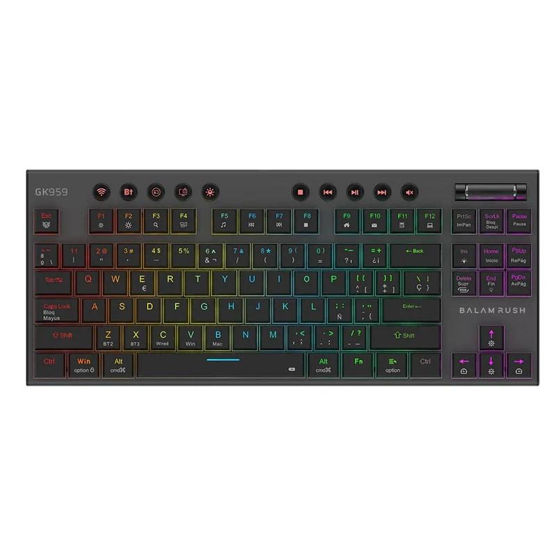 TECLADO GAMER BALAM RUSH BR 940405 DOMINATE EXPERT GK959 LED RGB TKL SWITCH BROWN INALAMBRICO NEGRO