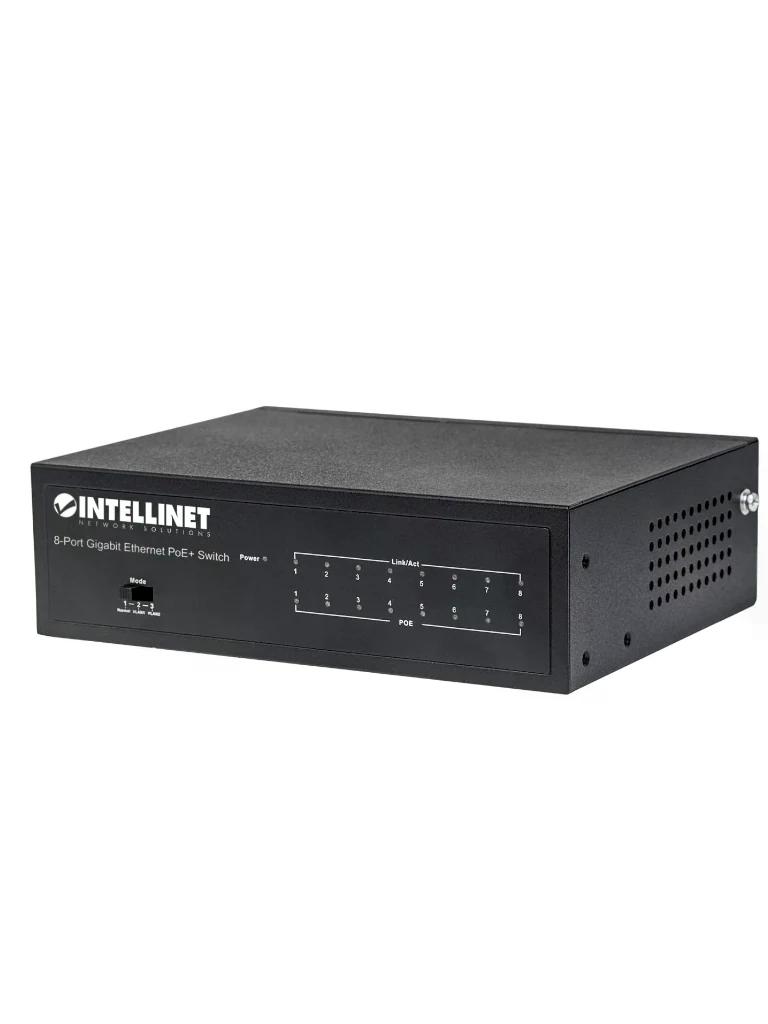 INTELLINET - 561204 - Switch PoE+ Gigabit Ethernet de 8 puertos / IEEE 802.3at/af Power over Ethernet (PoE+/PoE) Compatible, 60 W, Escritorio