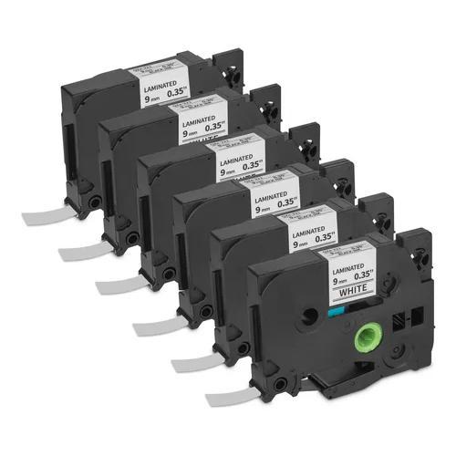 CINTA DE ETIQUETAS LAMINADA QIAN (6 PACK) NEGRO/ BLANCO QZE-221