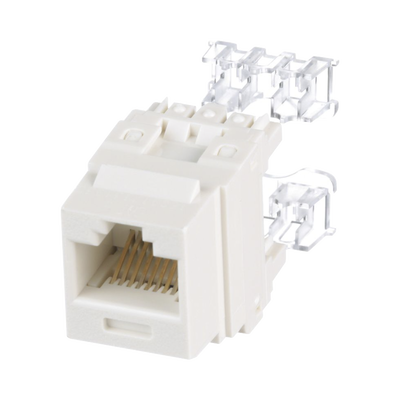 Conector Jack Estilo 110 (de Impacto), Tipo Keystone, Categoría 6, de 8 Posiciones y 8 Cables, Color Blanco Mate