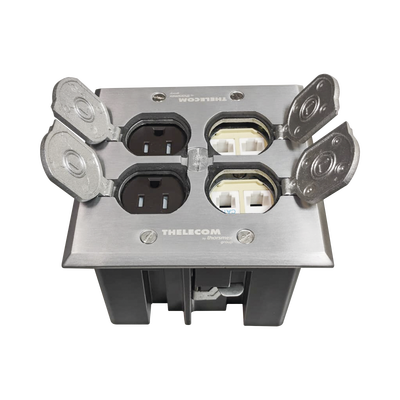 Caja de Piso con Tapa Abatible de Aluminio para| Energía + Voz/Datos para uso en Interior