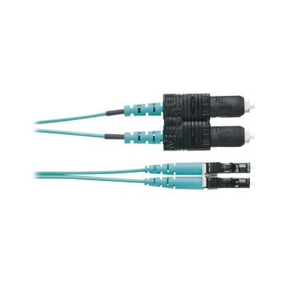Jumper de Fibra Optica Multimodo 50/125 OM4, LC-SC Duplex, OFNR (Riser), Color Aqua, 2 Metros (6.56 Pies)