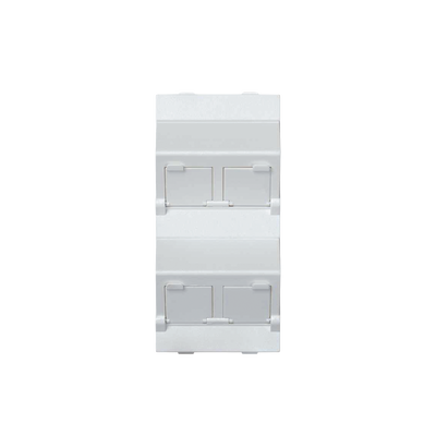 (S80CMD64/9) Placa Voz y Datos Inclinada con Guardapolvo y Adaptador Cuádruple para RJ45 Keystone