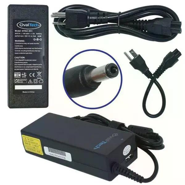 CARGADOR PARA LAPTOP OVALTECH OTAC E51 PUNTA DE 5.5 X 2.5 MM. PUERTO USB DE 5V 2.1A. NEGRO