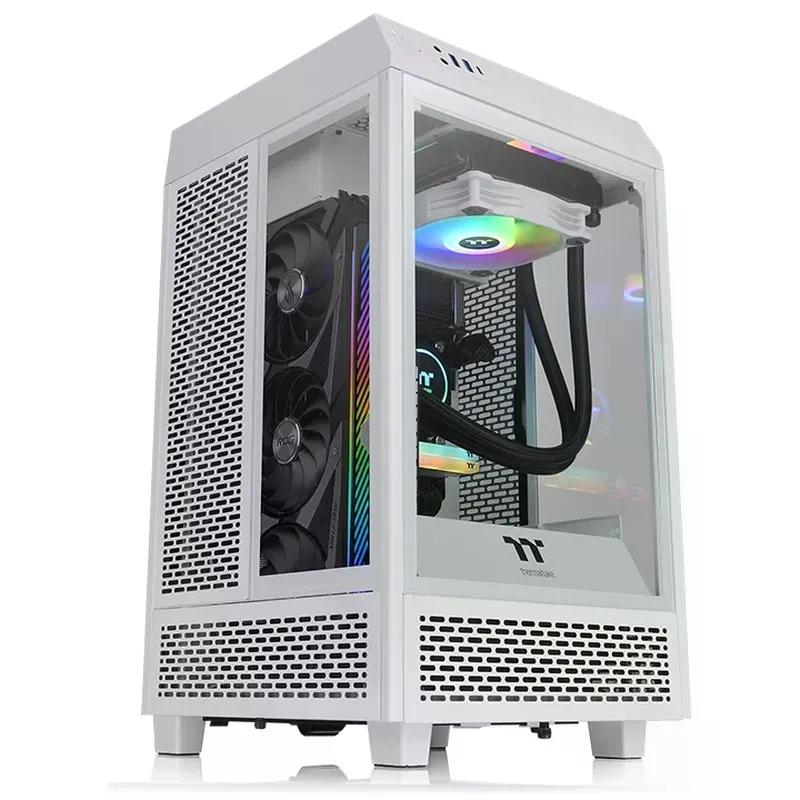 GABINETE THERMALTAKE THE TOWER 100 MINI-TOWER MINI-ITX USB 3.0 SIN FUENTE 2 VENTILADORES INSTALADOS BLANCO