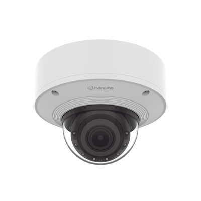 Cámara Domo 2MP Solid EDGE / Wisenet WAVE embebido / Antivandalica / Lente Motorizado de 4.38  A 9.33mm / P-Iris / WDR 120dB / 1TB SSD / IP66, IP67, IK10+, NEMA4X, IP6K9K 