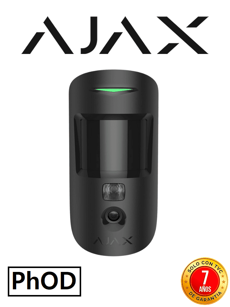 AJAX MotionCam B (PhOD)- Detector de movimiento con Verificación fotográfica y con la función de mandar imágenes sobre demanda. Color Negro