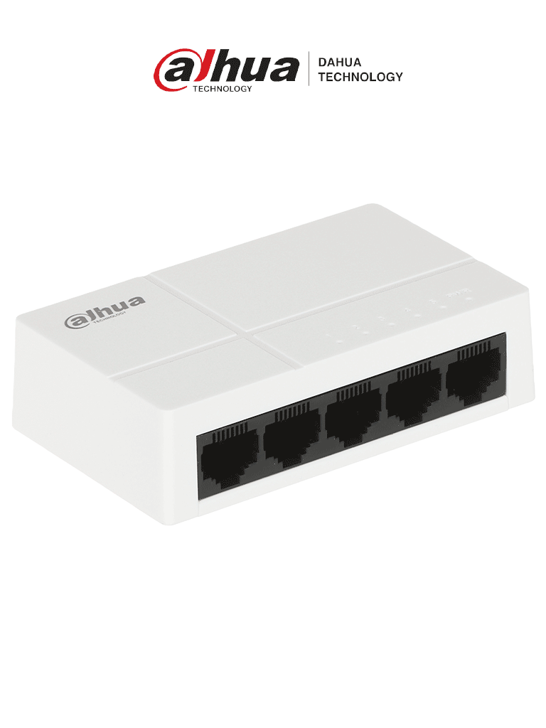 DAHUA PFS3005-5GT-L - Switch para Escritorio 5 Puertos/ Gigabit Ethernet/ 10/100/1000/ Diseño Compacto/ Capa 2/ Switching 10 Gbps/ Velocidad de Reenvio de Paquetes 7.44 Mbps/ Blanco/