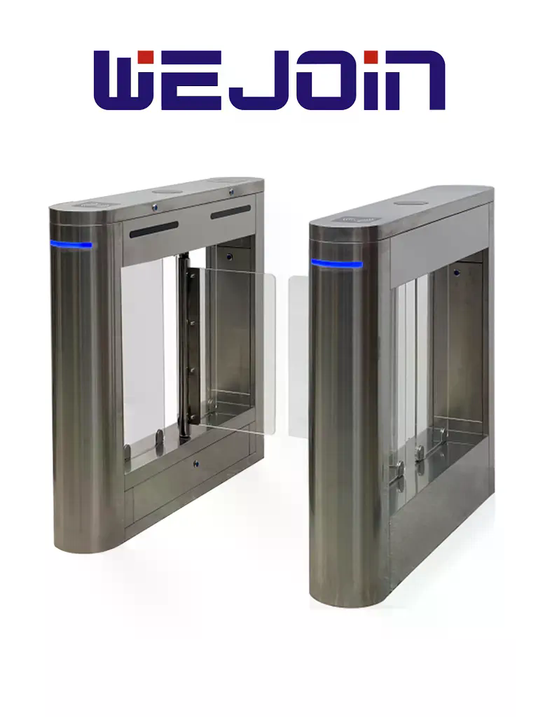 WEJOIN WJTBH101BLSP - Barreras Peatonal Tipo Swing Barrier con Aletas de Acrílico pase Bidireccional Compatible con Control de Acceso 3 Millones de Ciclos pase 25-35 Personas por minuto