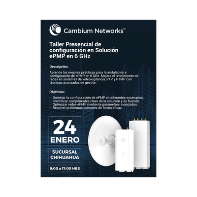 Curso Presencial de configuración en Solución ePMP en 6 GHz