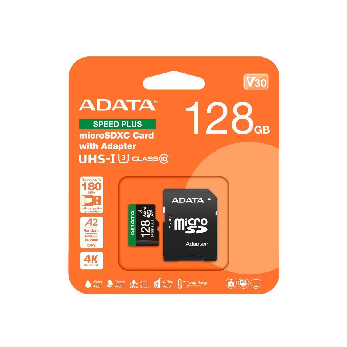 MEMORIA MICROSDXC ADATA 128GB U3 V30S SPEED PLUS (UD128GUI3V30A2SP-RA1)