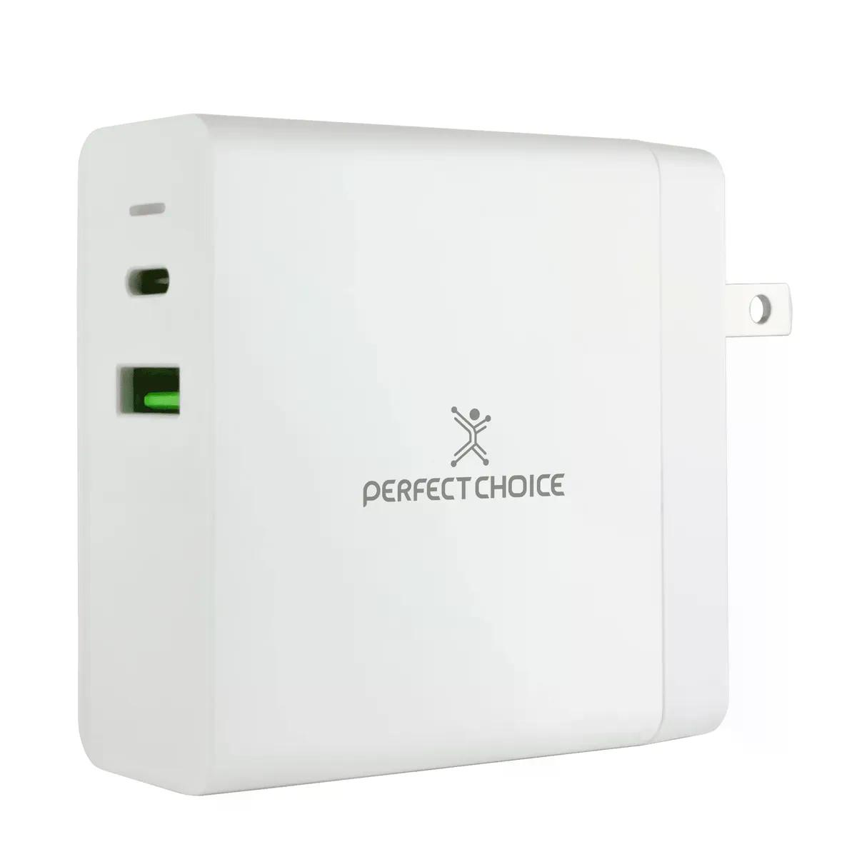 CARGADOR DE PARED PERFECT CHOICE 65W 1X USB Y TIPO C BLANCO