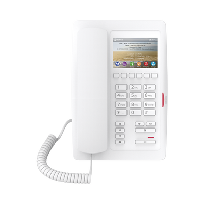 (H5 Color Blanco)Teléfono para Hotelería, profesional de gama alta con pantalla LCD de 3.5 pulgadas a color, 6 teclas programables para servicio rápido (Hotline) PoE 