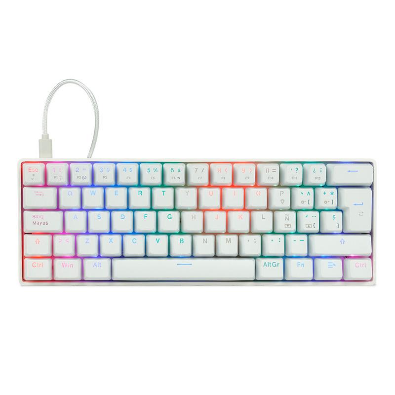 TECLADO MECANICO GAME FACTOR 60% RGB SWITCH RED USB TIPO C KBG560-WH