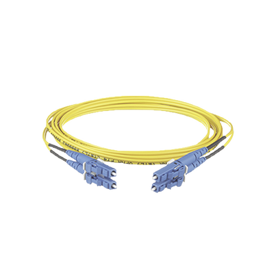 Jumper de Fibra Optica Monomodo 9/125 OS2, LC-LC Duplex, OFNR (Riser), Color Amarillo, 30 Metros (98.43 Pies)