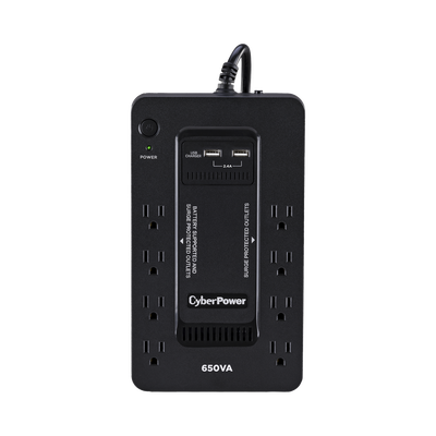 UPS de 650 VA/390 W, Topología Standby con Modo Ahorrador ECO, Entrada 120 Vca NEMA 5-15P, Con 8 Tomas NEMA 5-15R 