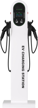 Estación de Carga para Vehículos Eléctricos Tipo Pedestal / Doble Conector Tipo 1 / 48A 11.5kW por Puerto / Pantalla LCD 4.3 Pulgadas / Conectividad RFID Sistema de Carga Inteligente / Protección IP54 / Material SGCC Galvanizad