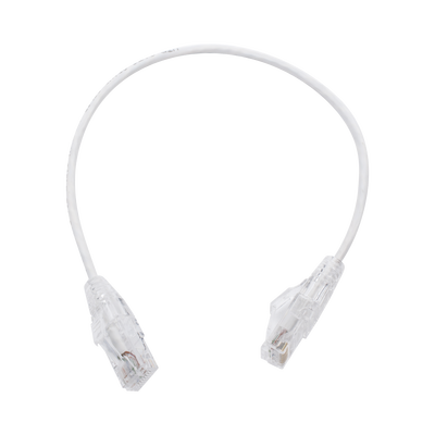 Cable de Parcheo Slim UTP Cat6 - 30 cm (11.81 Pulgadas) Blanco, Diámetro Reducido (28 AWG)
