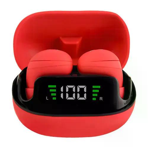 AUDIFONOS PERFECT CHOICE INTRAURICULARES CON MICROFONO TWS MINI TINY BEATS INALAMBRICO BLUETOOTH USB C ROJO