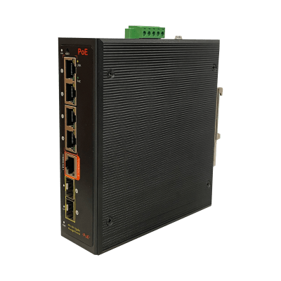 Switch PoE Industrial Administrable / 4 Puertos 1GbE PoE / 2 Slots SFP / IP40 / Rango de Temperatura -40°C a 80°C / ERPS con Recuperación <20 ms / STP/RSTP/MSTP / VLAN / Seguridad Avanzada