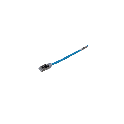 Patch Cord Cat6A, Diametro Reducido 28 AWG, Blindado S/FTP, CM/LS0H, 0.5 Metros (1.64 Pies), Color Azul