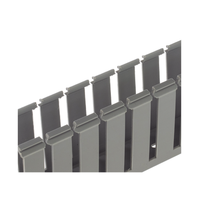 Canaleta Ranurada de PVC sin Tapa, Tipo G, 3.25 in de Ancho, 3.12 in de Alto y 1828.8 mm de Largo, Color Gris