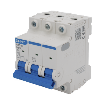 Pastilla para Riel Din, 3 Polos, 40 Amp, Vca:110/415v, 6kA, Catálogo: NXB633PD40, Serie: NXB-63.