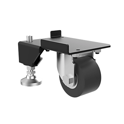 Kit de Ruedas y Niveladores para Gabinetes Trabajo Pesado 3000 lbs (1361 kg) / Material Compuesto Negro / Ruedas Giratorias 360° / Acero Dulce con Recubrimiento en Polvo / Dimensiones 11.9 x 16.4 x 10.1 cm