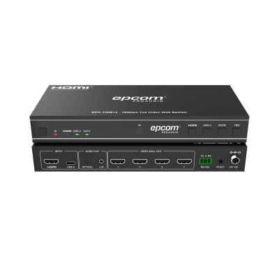 Videowall 4K 1x4 | HDMI & USB-C | 8 Modos de Visualización | Audio Óptico/Analógico | Control RS-232/IR | Plug & Play