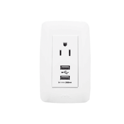 Contacto Sencillo de 15 A/ 127 V CA y 2 Conectores USB de 5 V CD 2A / Color Blanco.