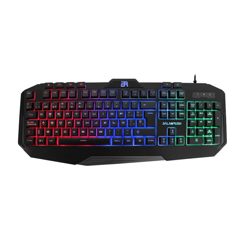TECLADO GAMER BALAM RUSH GUNFIRE USB 3 COLORES LED NEGRO BR-929639