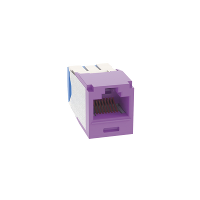 Conector Jack RJ45 Estilo TG, Mini-Com, Categoría 6A, de 8 Posiciones y 8 Cables, Color Violeta