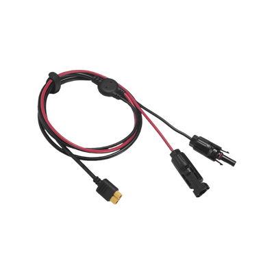 Cable 2.5 m, Negro, Calibre 12 AWG con Terminales MC4 Macho y Hebra para Terminal XT60