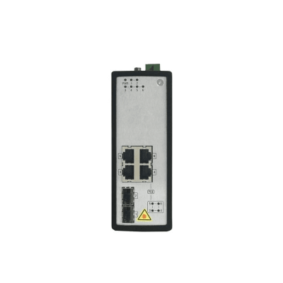 Switch Industrial No Gestionado PoE Gigabit / 4 Puertos RJ45 + 2 Puertos SFP Fibra / 120W PoE Budget / 30W por Puerto / -40°C a 75°C / Metal IP30 / Dual Power Input