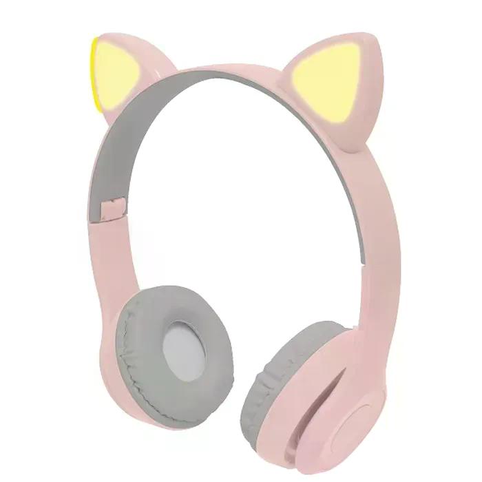 DIADEMA PERFECT CHOICE CATTO PARA NIÑO BLUETOOTH/ALAMBRICO 3.5 MM MICRO USB LUCES LED ROSA