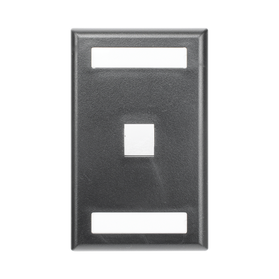 Placa de Pared Vertical, Salida Para 1 Puerto Keystone, Con Espacios Para Etiquetas, Color Negro