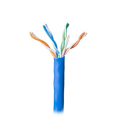 Bobina de 305 Metros (1000 Pies) Cable Par Trenzado Nivel 5 (CAT 5e) / CMR / Color Azul / 4 Pares de Conductores Sólidos de Cobre AWG 24 / Para Aplicaciones de CCTV, Redes de Datos, IP Megapixel, Control RS485